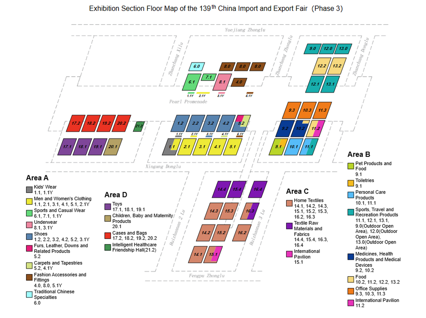 Official exhibition section floor map for Phase 3 of the 139th Canton Fair